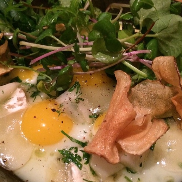 1/2 Dozen Cast Iron Quail Eggs, Sunchoke & Ravigote at State Bird Provisions on #foodmento http://foodmento.com/place/2579
