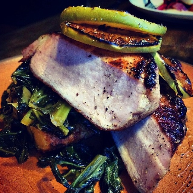 Ham Chop (Pippin apple, dandelion green, honey, sweet corn...) at St. Vincent Tavern & Wine Merchant on #foodmento http://foodmento.com/place/3405