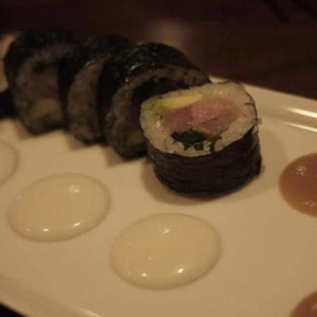 P-38 Makimono (Japanese Yellowtail, Avocado, Yuzu Kosho, Grilled Negi, Cilantro) at Uchiko on #foodmento http://foodmento.com/place/694