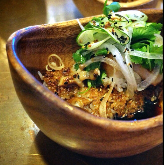Bacon (Crispy Rice, Ajitama Egg, Onion) from Uchiko on #foodmento http://foodmento.com/dish/9852