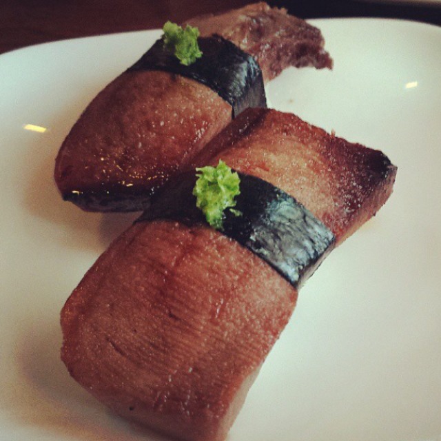 Gyutan Nigiri (Grilled Beef Tongue) from Uchiko on #foodmento http://foodmento.com/dish/9853