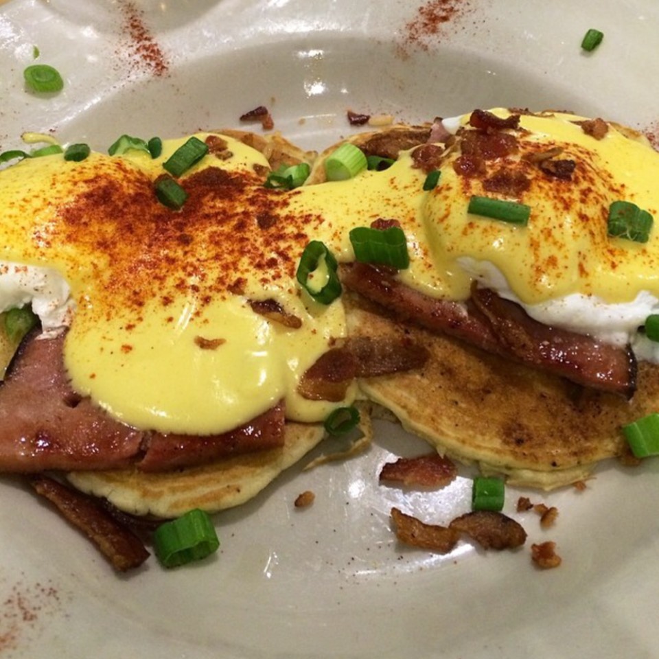 Griddle Cake Eggs Benedict at Kerbey Lane Café on #foodmento http://foodmento.com/place/700