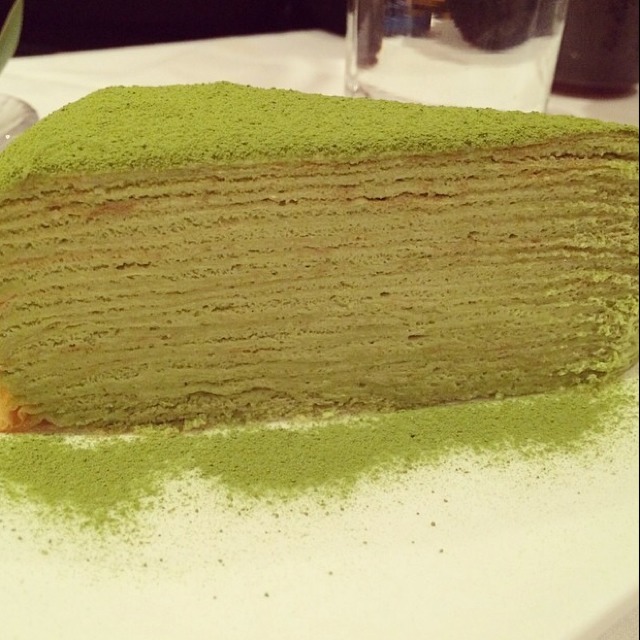 Green Tea Mille Crepe from Ushiwakamaru on #foodmento http://foodmento.com/dish/12121