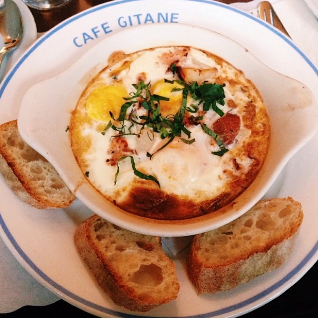 Baked Eggs from Café Gitane on #foodmento http://foodmento.com/dish/9389