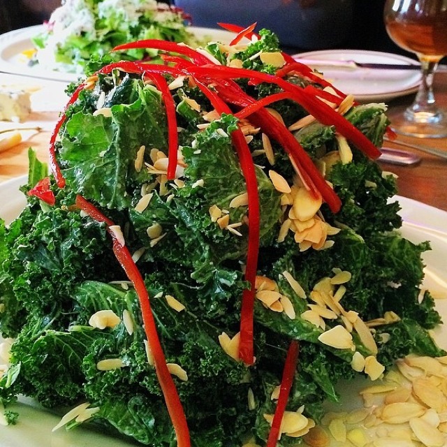 Kale Salad with Almonds, Pickled Hot Peppers… from The Blind Tiger on #foodmento http://foodmento.com/dish/11364