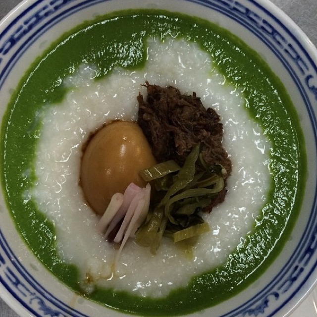 Zhou - Koshikari Rice Porridge With Soy-Anise Egg, Shredded Beef, Seasonal Pickles at Fung Tu (CLOSED) on #foodmento http://foodmento.com/place/3046
