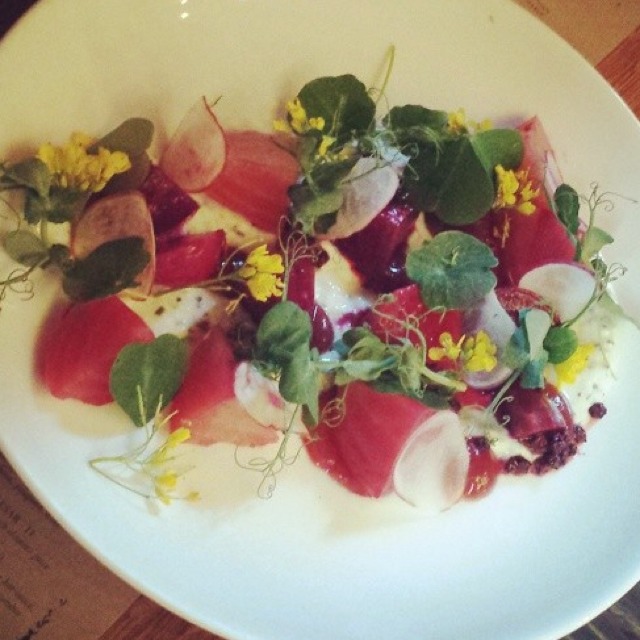 Beet Salad (Violet Mustard, Horseradish, Mizuna) from Colonie on #foodmento http://foodmento.com/dish/12744