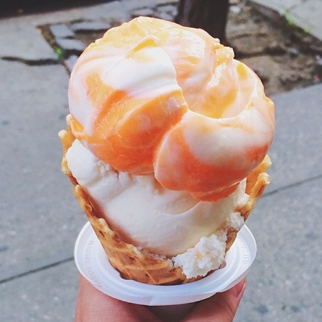 Lychee & Orange Cream Swirl Ice Cream at Sundaes and Cones on #foodmento http://foodmento.com/place/3179