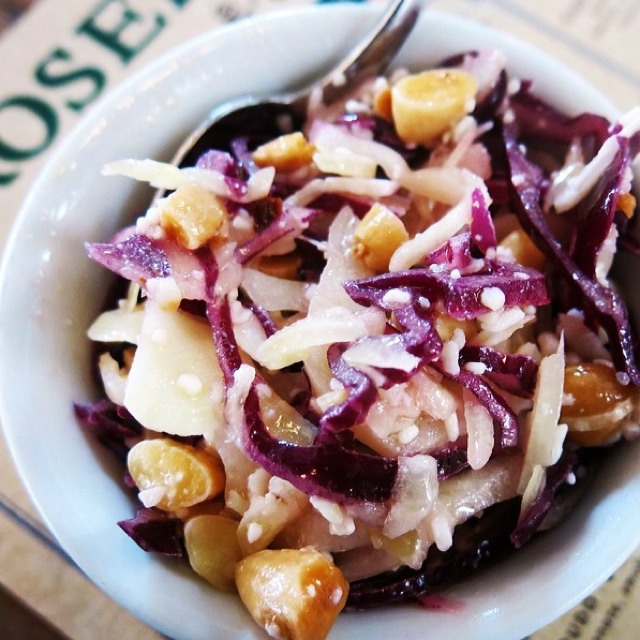 Warm Olives (Cabbage, Pecorino, Chilis, Almonds) from Rosemary’s Enoteca & Trattoria on #foodmento http://foodmento.com/dish/13124