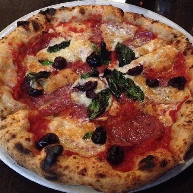 Pizza Padrino (Caciocavallo Regusano, Soppressato, Gaeta Olives...) at Kesté Pizza & Vino (CLOSED) on #foodmento http://foodmento.com/place/3235