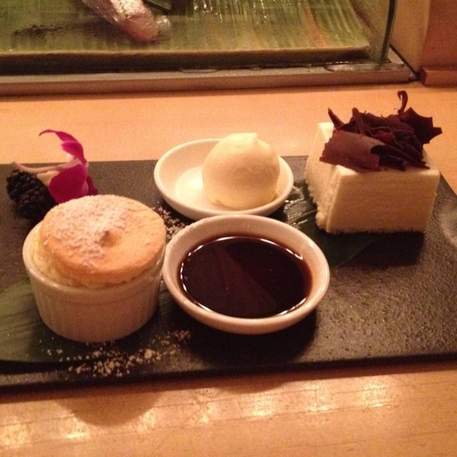 Tofu 'Hot & Cold' (Soy Milk Souffle, Tofu Cheesecake...) at Morimoto (CLOSED) on #foodmento http://foodmento.com/place/417