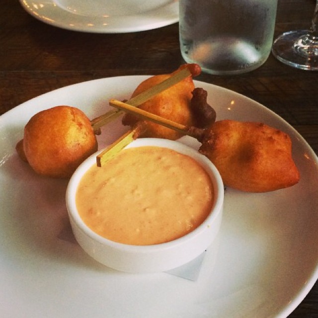 Lobster Corn Dogs - Snacks & Shares‎ at Rhubarb on #foodmento http://foodmento.com/place/4585