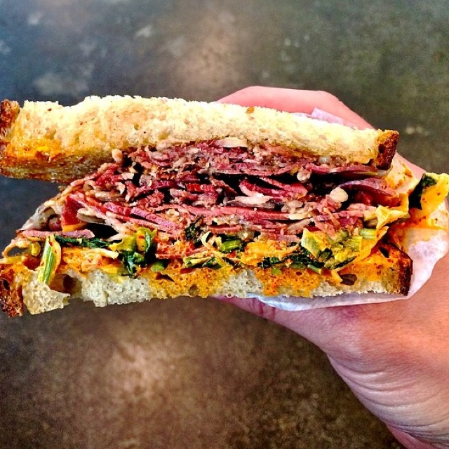 Hot Pastrami with Fried Potatoes and Cabbage  at Rose's Meat Market and Sweet Shop on #foodmento http://foodmento.com/place/4591