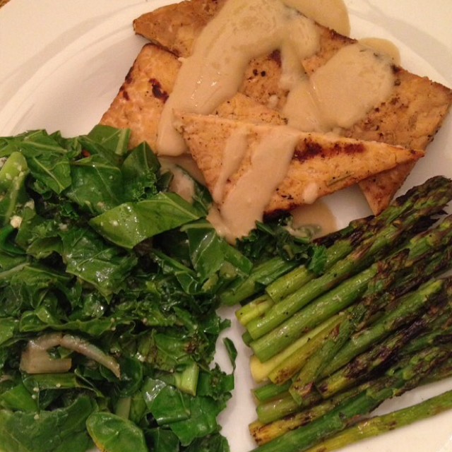 Grilled Tempeh, Asparagus, Kale from Candle Cafe on #foodmento http://foodmento.com/dish/19055