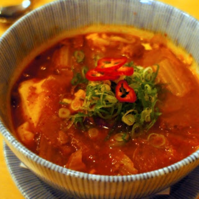 DMZ Meat Stew (Hotdog, Spam, Pork Belly, Kimchi and Ramen in Spicy Broth) at Danji on #foodmento http://foodmento.com/place/836