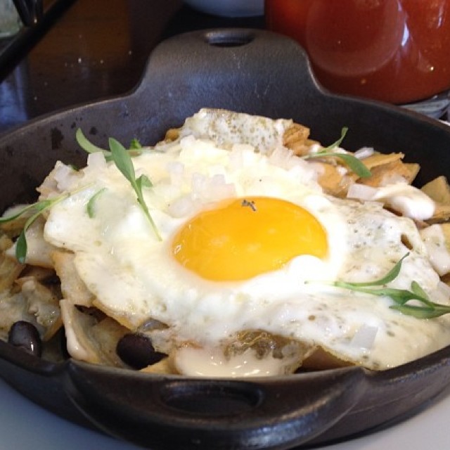 Chilaquiles (Traditional Mexican Hangover Cure with Leftovers, Eggs, Salsa-soaked Fried Corn Tortilla Strips, And Meaty Maitake Mushrooms) at Empellón Cocina (CLOSED) on #foodmento http://foodmento.com/place/848