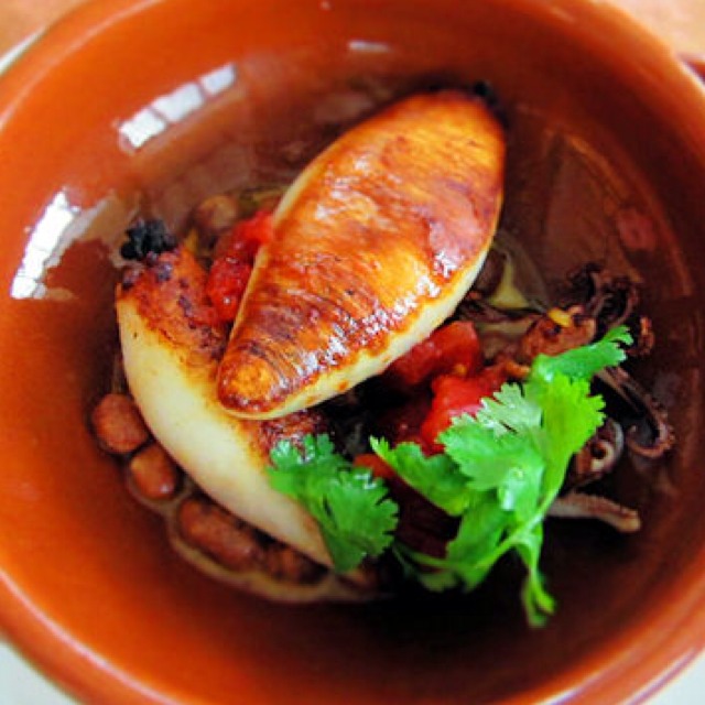 Chorizo (Stuffed Squid with Smoked Tomato) from John Dory Oyster Bar on #foodmento http://foodmento.com/dish/3521