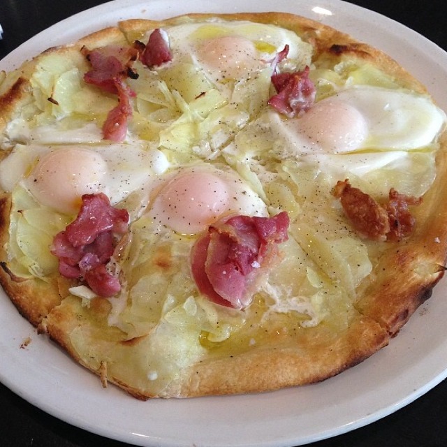 Pancetta, Potato, and Egg Pizza from North End Grill on #foodmento http://foodmento.com/dish/12578