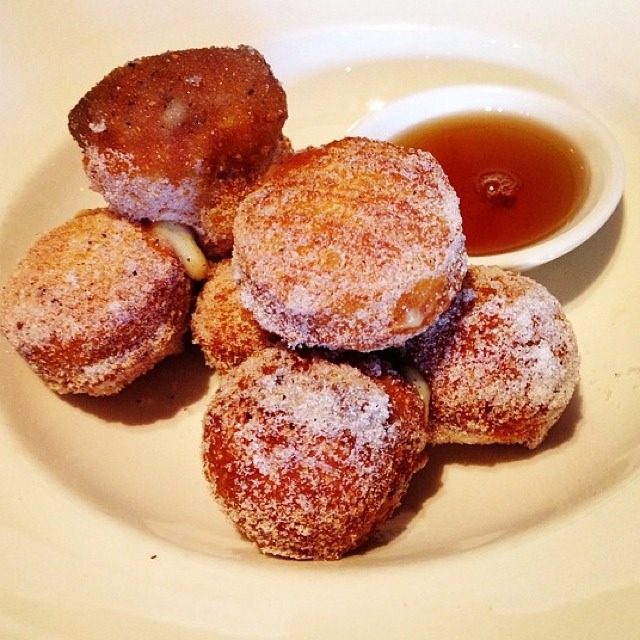 Stuffed Doughnut Holes with Vanilla-Bourbon Pastry Cream and Smoked Maple Syrup from North End Grill on #foodmento http://foodmento.com/dish/12581
