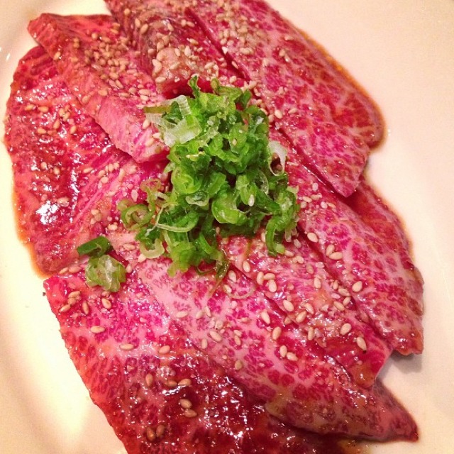 Zabuton Rosu Yaki (US Kobe 6oz Marbled Chuck Flap Steak) at Takashi (CLOSED) on #foodmento http://foodmento.com/place/961