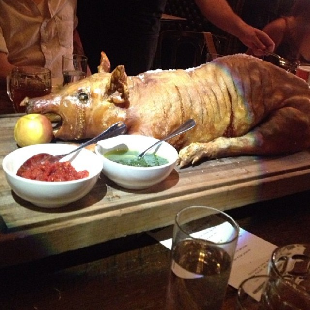 Chef's Table Whole Roasted Suckling Pig from The Breslin Bar & Dining Room on #foodmento http://foodmento.com/dish/3840