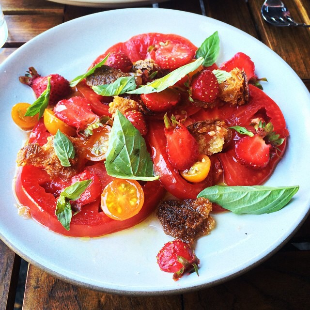 Heirloom Tomato & Strawberry Salad (Seasonal) at Charlie Bird on #foodmento http://foodmento.com/place/3159