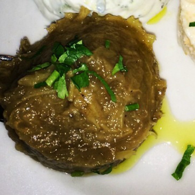 Melitzanosalata - Mezethes‏ (Eggplant Dip) at Pylos on #foodmento http://foodmento.com/place/4101