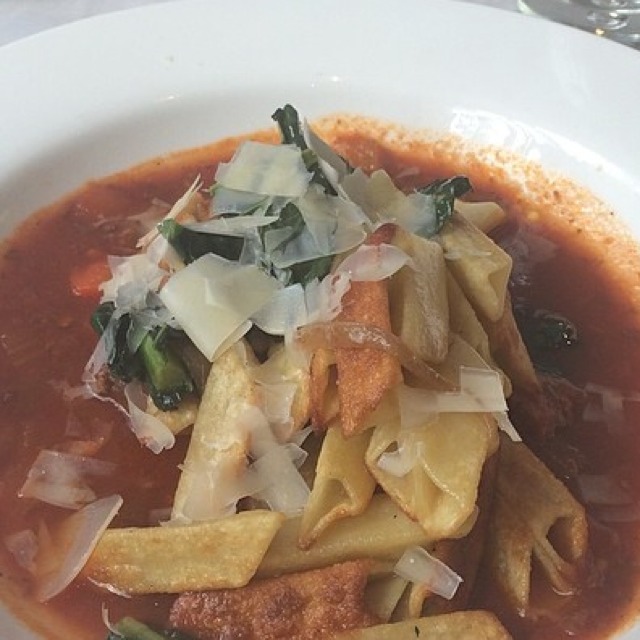 Trenne Pasta (with Braised Prime Rib Eye, Black Kale...) from Bottega Louie on #foodmento http://foodmento.com/dish/10482