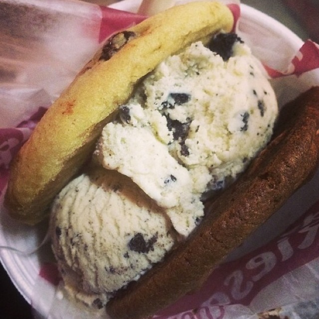 Chocolate Chip Ice Cream Sandwich from Diddy Riese on #foodmento http://foodmento.com/dish/10534