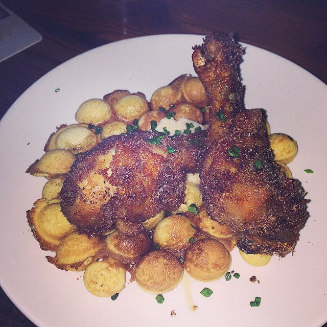 Fried Chicken Drumsticks In Szechuan Peppercorn Maple Syrup, Egg Waffles at Shojo on #foodmento http://foodmento.com/place/3985