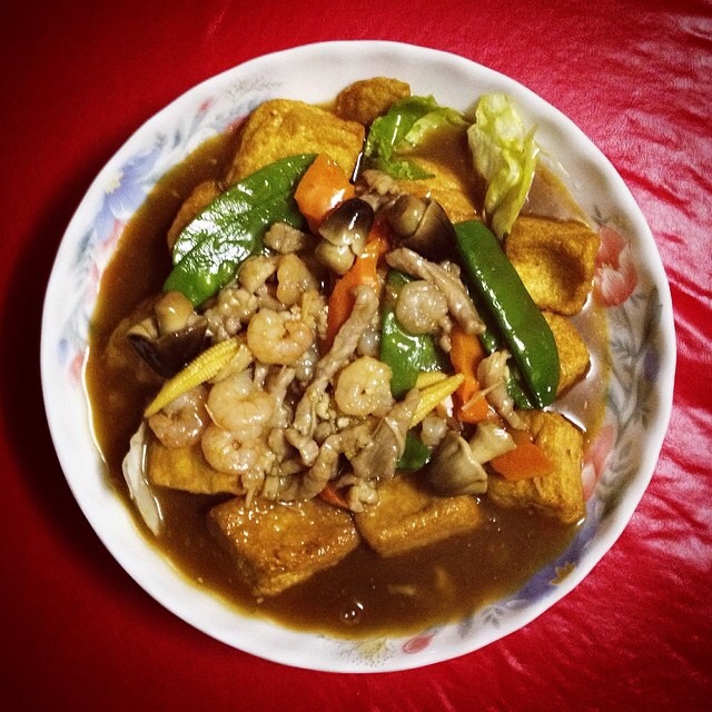 Fried Tofu, Shrimp, Pork, Vegetables at New Malaysia on #foodmento http://foodmento.com/place/2686