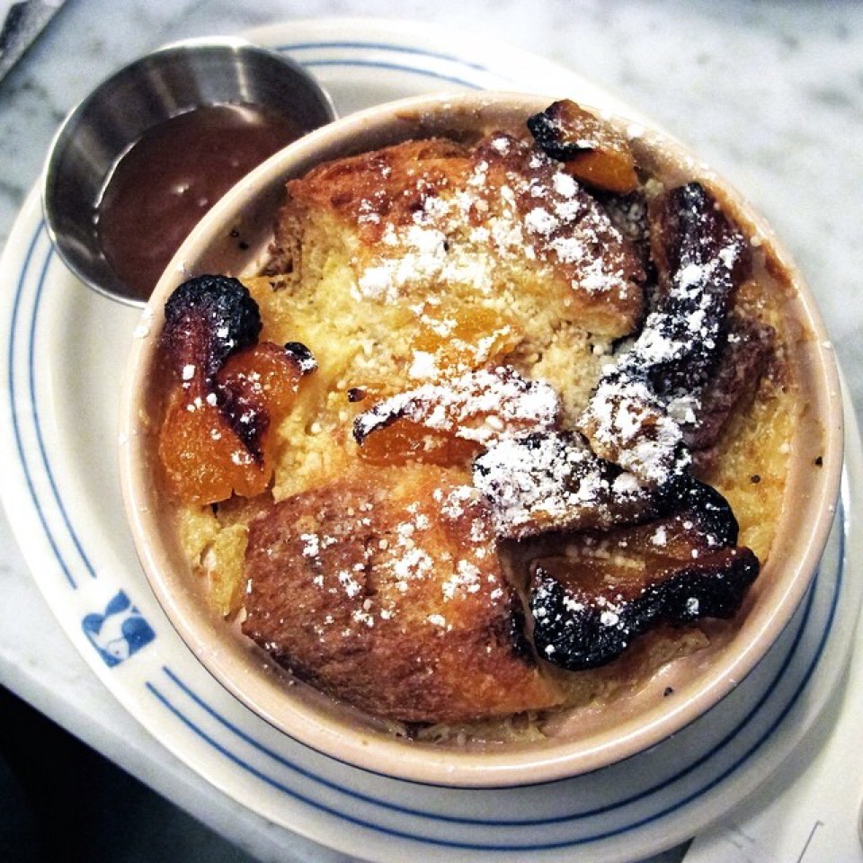 Bread Pudding With Challah Dried Apricots, Caramel Sauce at Russ & Daughters Café on #foodmento http://foodmento.com/place/3060