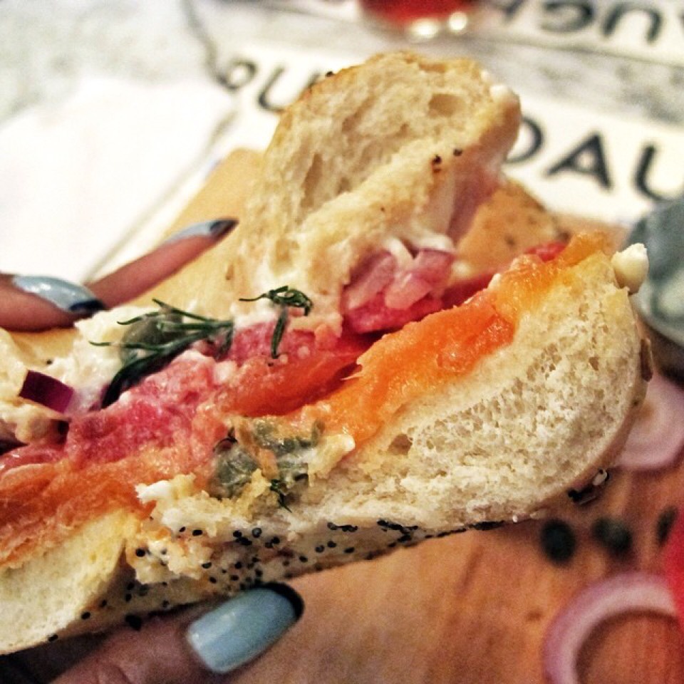 Bagel With Smoked Salmon, Tomato, Capers, Cream Cheese... at Russ & Daughters Café on #foodmento http://foodmento.com/place/3060