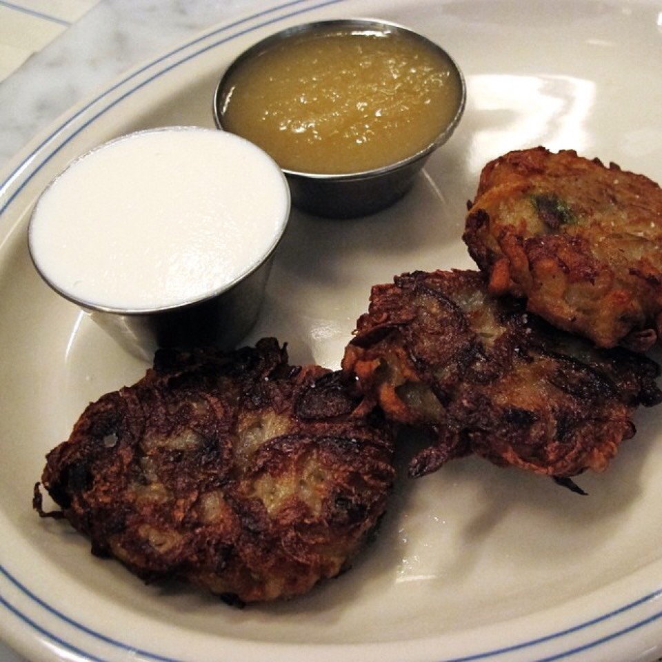 Latkes With Apple Sauce, Sour Cream at Russ & Daughters Café on #foodmento http://foodmento.com/place/3060