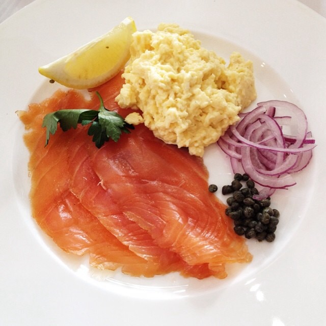 Breakfast (Smoked Salmon, Capers, Scrambled Eggs) from The Seafood Restaurant on #foodmento http://foodmento.com/dish/17124