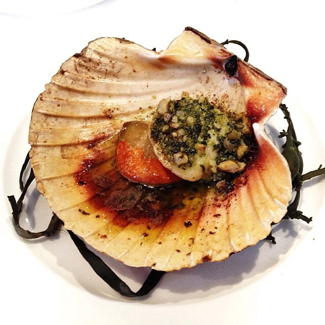 Grilled Hand Dived Scallop, Hazelnut & Coriander Butter from The Seafood Restaurant on #foodmento http://foodmento.com/dish/17127