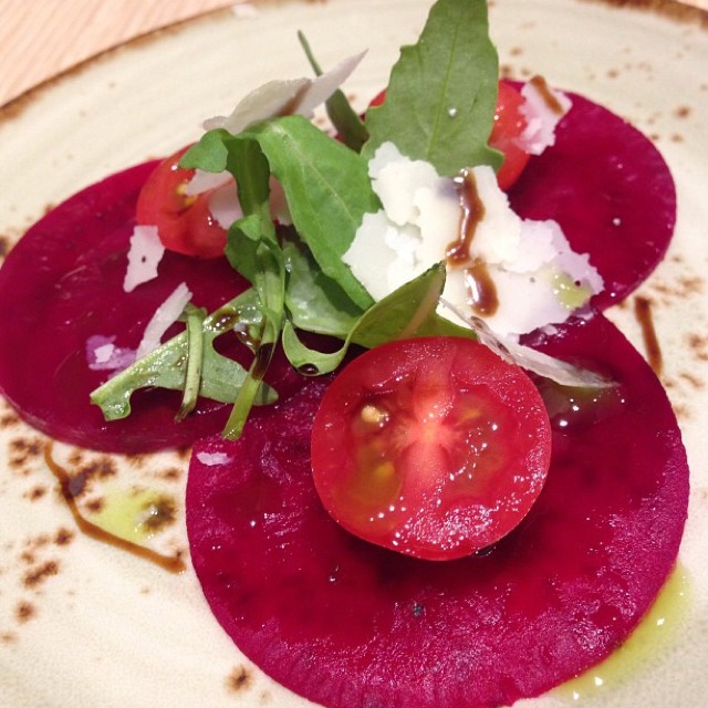Beetroot Carpaccio With Cherry Tomatoes... from PODI on #foodmento http://foodmento.com/dish/6700