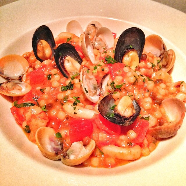 Sardinian Fregola, Assorted Seafood on #foodmento http://foodmento.com/dish/17652
