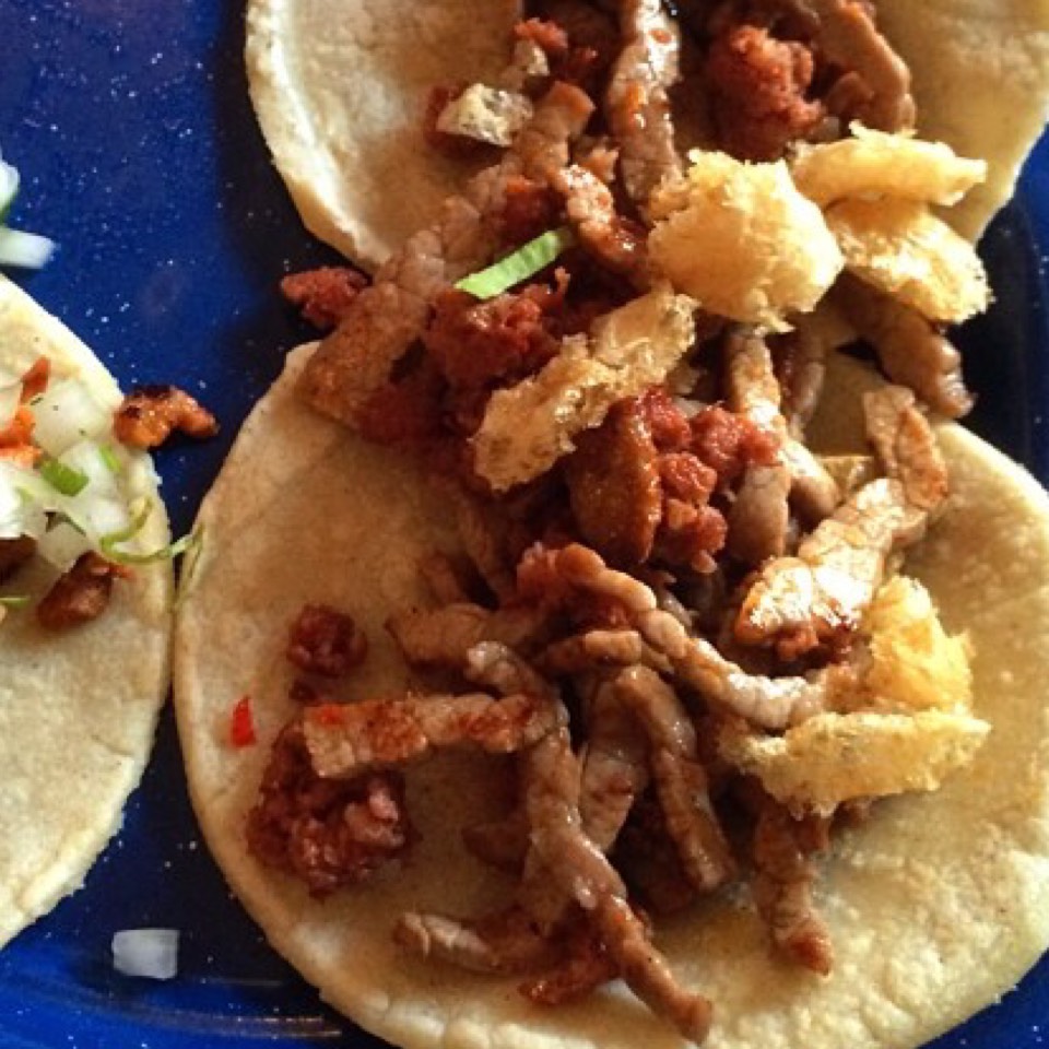 Tacos Chorizo, Chicharron, Cecina from Sembrado - En Nueva York on #foodmento http://foodmento.com/dish/19951