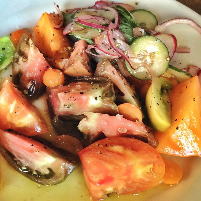 Heirloom Tomato, Portuguese Olive Oil, Radish... Salad​ from Gjelina on #foodmento http://foodmento.com/dish/18136