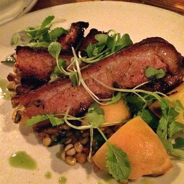 Pork Belly, Peach, Corn from Back Forty West on #foodmento http://foodmento.com/dish/18363