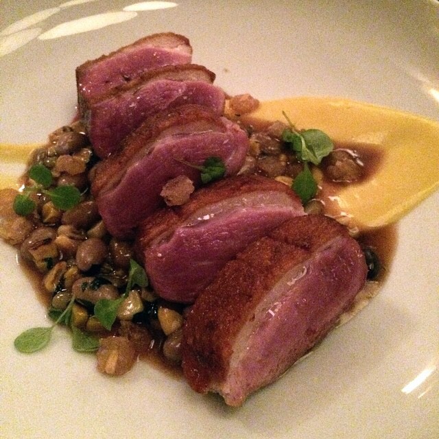 Duck Breast, Summer Bean Cassoulet, Crispy Hominy from The Gander (CLOSED) on #foodmento http://foodmento.com/dish/18319