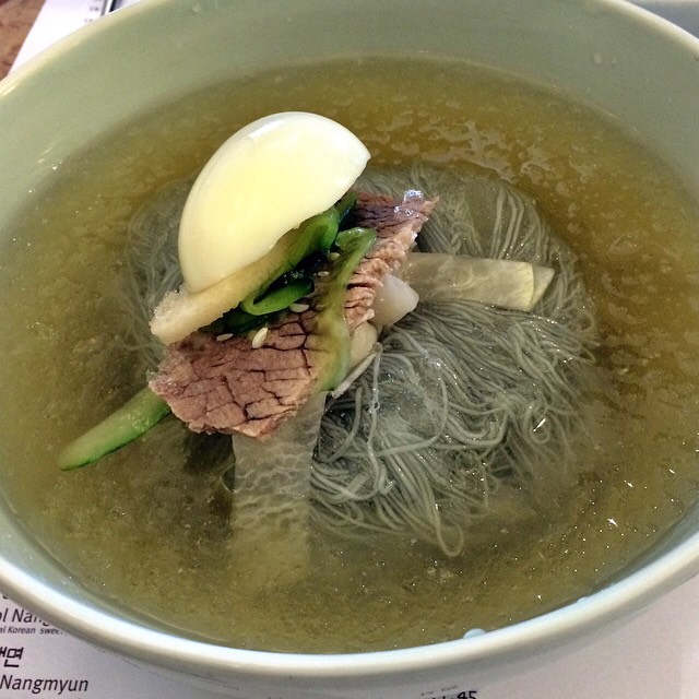 Mool Nangmyun (Sweet Potato Flour Noodle, Cold Beef Broth) at Homung Nangmyun on #foodmento http://foodmento.com/place/4480