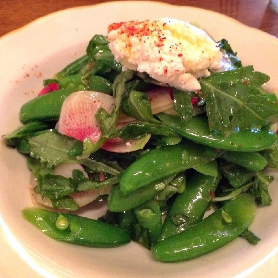Salad (Snap Peas, Radish, Sheep's Milk Cheese, Mint) from Tertulia on #foodmento http://foodmento.com/dish/21262