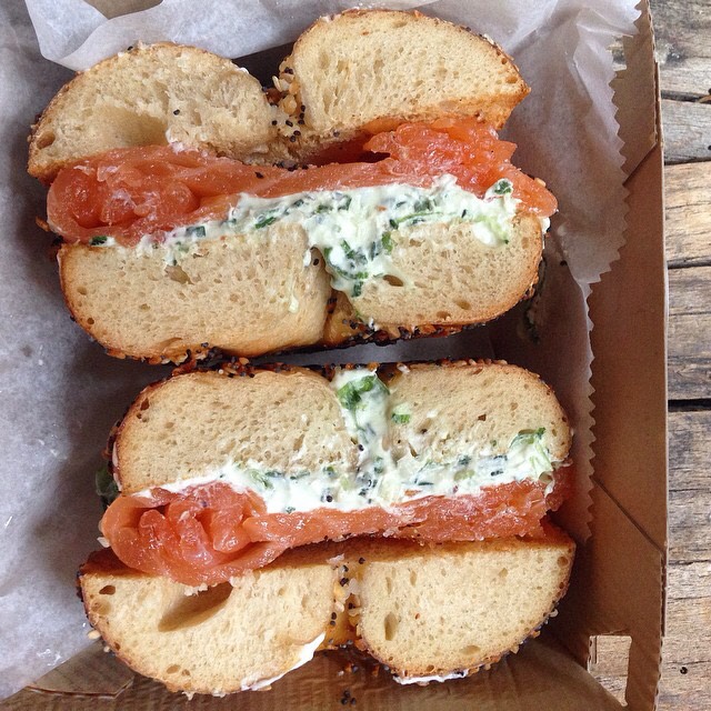 Bagel With Salmon & Chive Cream Cheese on #foodmento http://foodmento.com/dish/18830