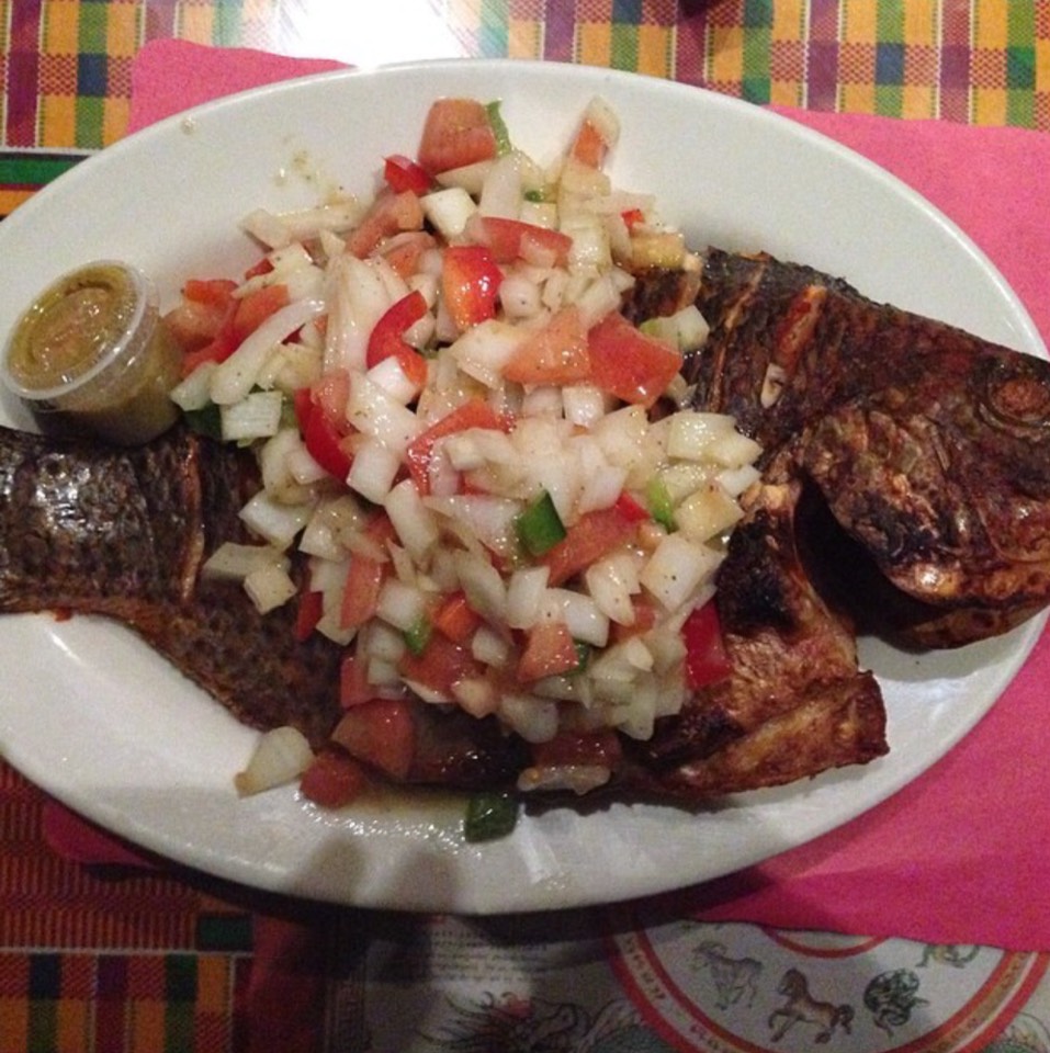 Grilled Fish, Diced Vegetables, Mustard from La Savane on #foodmento http://foodmento.com/dish/23319