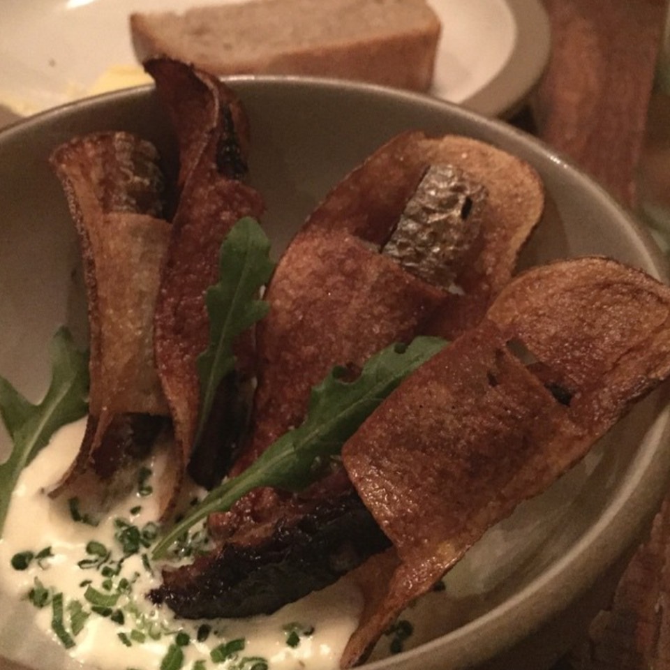 Sardine Chips, Horseradish Creme Fraiche at Rich Table on #foodmento http://foodmento.com/place/5352