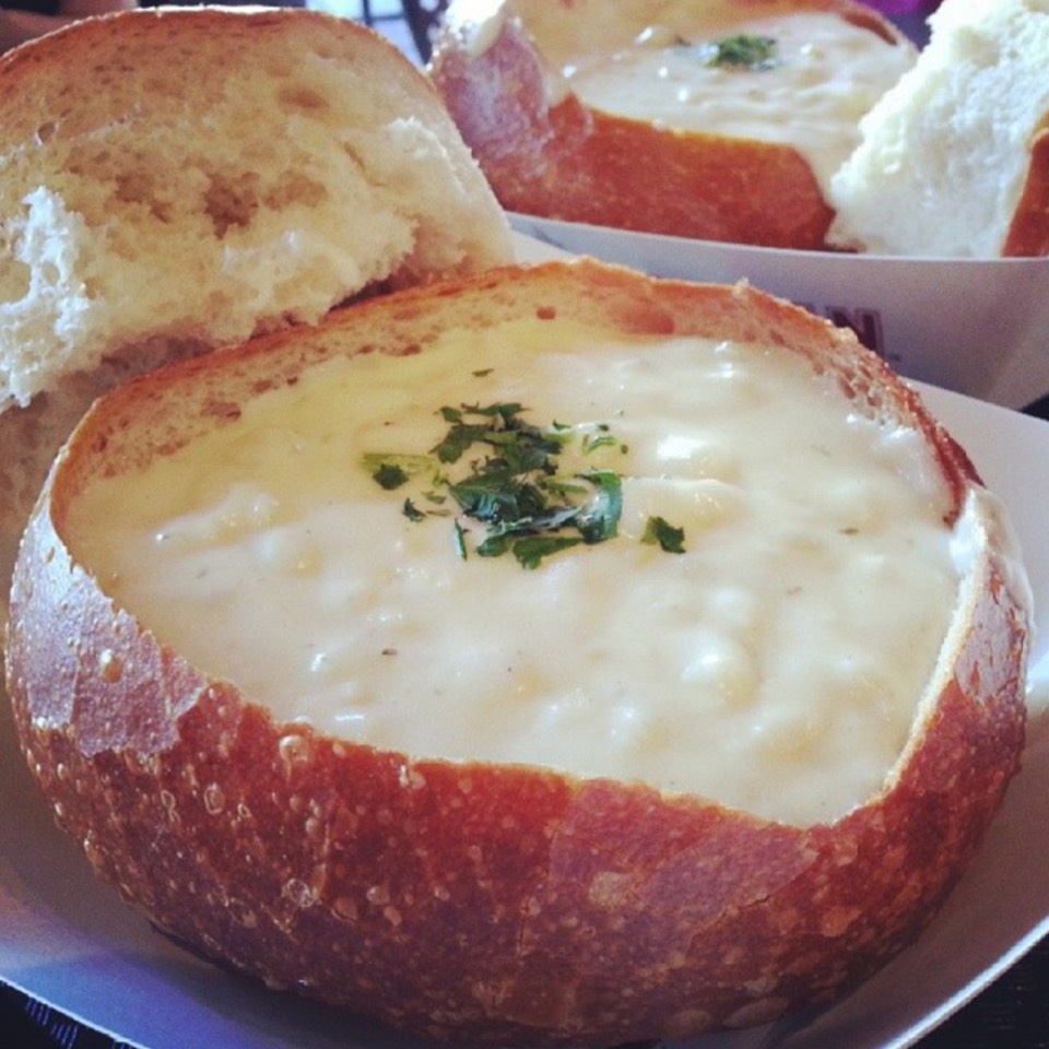 Clam Chowder In Sourdough Bread Bowl at Boudin Bakery Café Pier 39 on #foodmento http://foodmento.com/place/6530