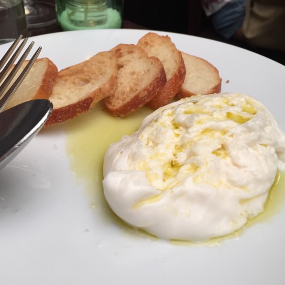 Burrata with Olive Oil, Sea Salt and Crostini - Starters​ from A16 on #foodmento http://foodmento.com/dish/26500