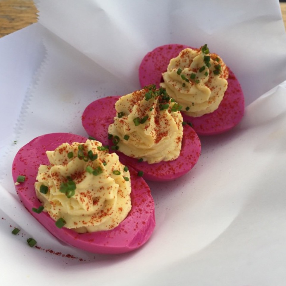 Pickled Deviled Eggs at Biergarten on #foodmento http://foodmento.com/place/6592
